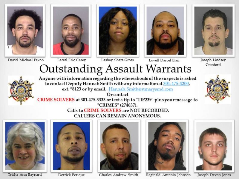 Outstanding Assault Warrants for St. Mary’s County