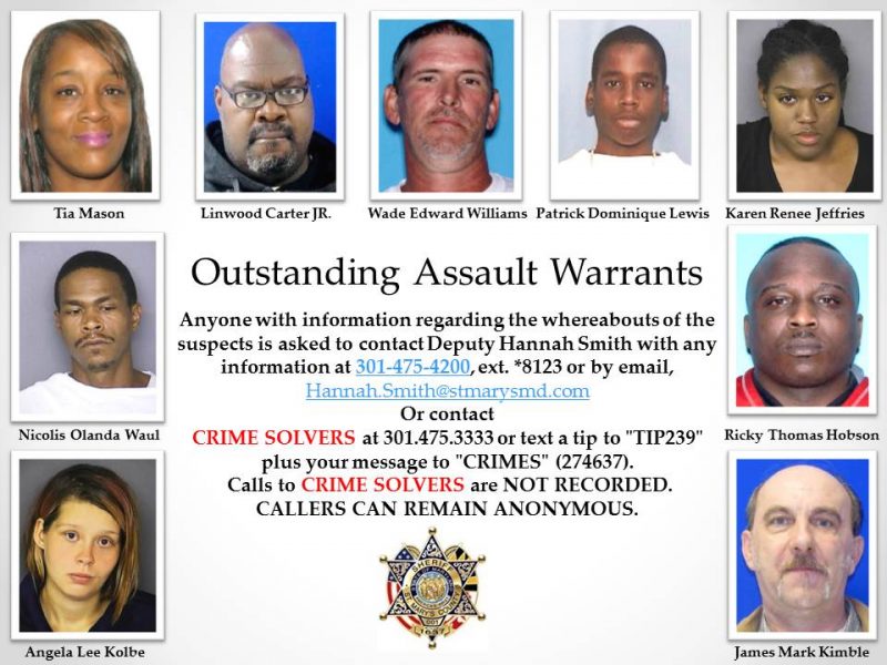 Outstanding Assault Warrants for St. Mary’s County