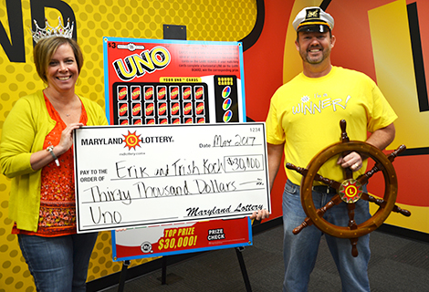 This Southern Maryland couple happily claimed a $30,000 top prize on the UNO scratch-off.