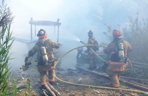 VIDEO: Firefighters Respond to Boat Fire in Piney Point