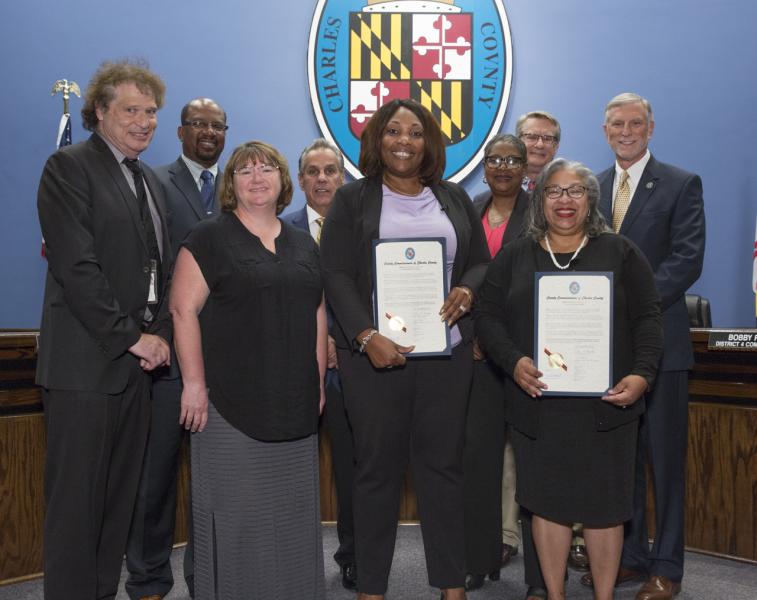 The Charles County Commissioners join with the Charles County Department of Health, Jude House, and Governor Larry Hogan’s Office representatives. 