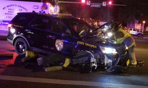 VIDEO: Motor Vehicle Accident Involving a Maryland State Trooper in California, Maryland