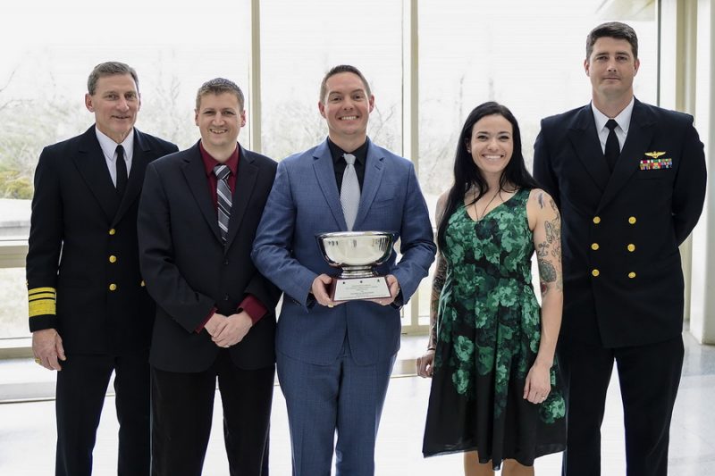 First place winners of the NAVAIR Commander's Award in the category of technical innovation: Multilayered Obstructed Brokered (MOB) Hub Team, led by Nathan Kielman, China Lake, Calf.