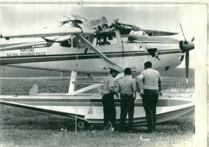 Inspecting the plane after the blast