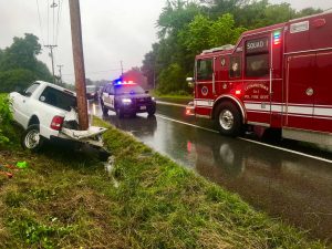 Single Vehicle Motor Vehicle Accident Sends One to Hospital