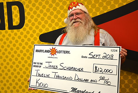 James Schumacher of Port Tobacco rushed off after collecting his $12,000 Keno prize because he had “a sled double-parked on the roof” at Maryland Lottery headquarters in Baltimore.