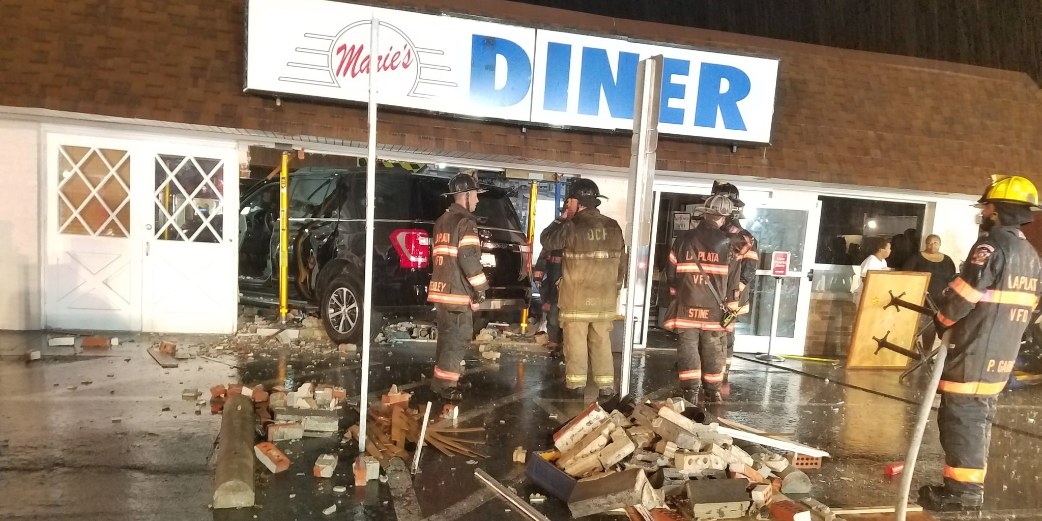 UPDATE Three Injured After Vehicle Crashes into Marie's Diner in La
