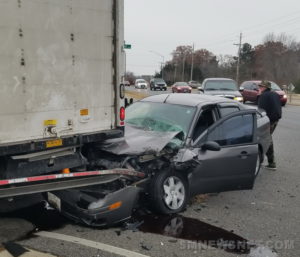 Motor Vehicle Accident in Great Mills Sends Two to Hospital After Car Hits Box Truck