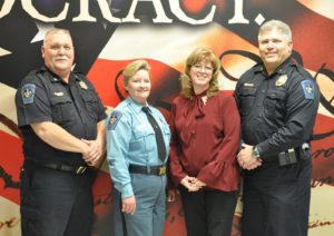 Major Michael Merican, Corrections Major Deborah Diedrich, Assistant Warden Mary Ann Thompson and Sheriff Tim Cameron 