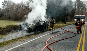 Firefighters Respond to Vehicle Fire on Flat Iron Road