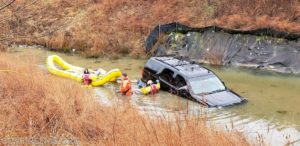 Man and Woman Rescued from a Vehicle in Water in Hughesville