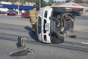 Car Flips Over After Motor Vehicle Accident on Great Mills Road