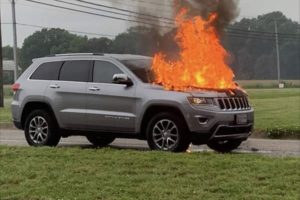 Fire Fighters Respond to Vehicle Fire in Prince Frederick