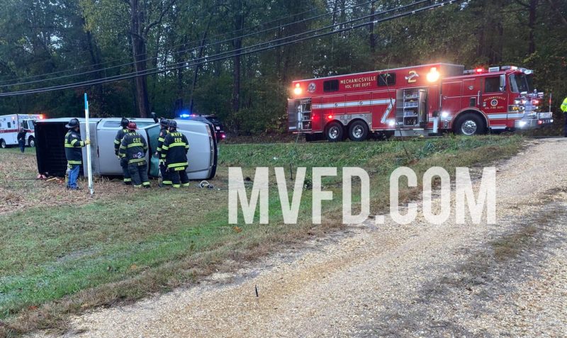 No Injuries Reported After Single Vehicle Rollover in Mechanicsville