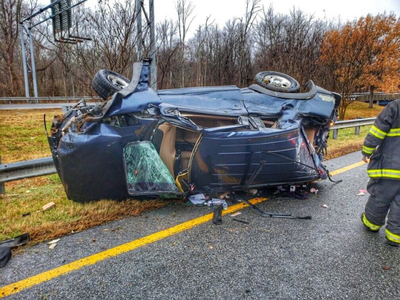 One Injured After Single Vehicle Rollover in Dunkirk