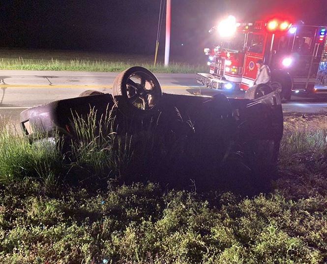 AUDIO: Firefighters Returning to Firehouse Find Single Vehicle Overturned and on Fire in Leonardtown, Police Investigating After Operator Flees