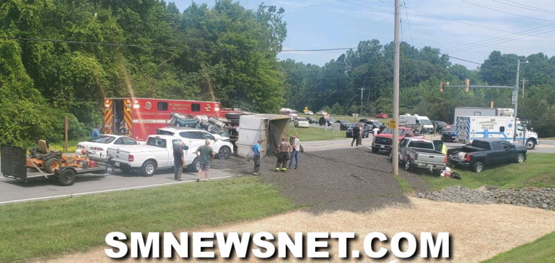 Two Injured, One Flown to Trauma Center After Dump Truck Overturns Into Multiple Vehicles in Mechanicsville