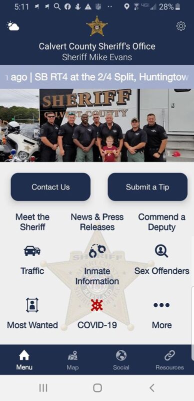 Calvert County Sheriff’s Office No Longer Using NIXLE Alert System; Now Using ‘Sheriff’s Office App’