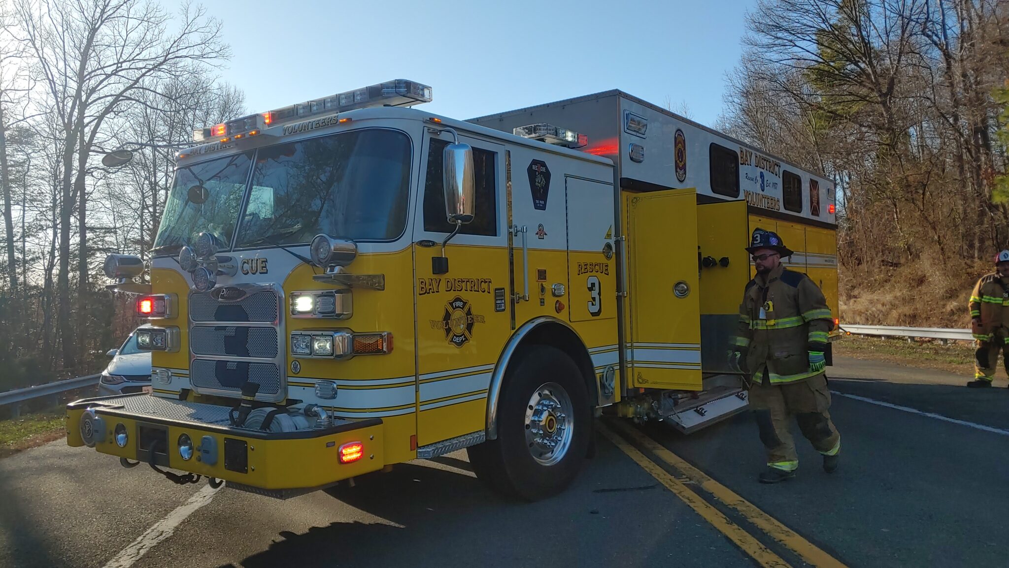 No Injuries Reported After Fire Truck Responding to Motor Vehicle