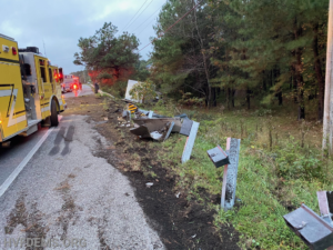 No Injuries Reported After Tow Truck Strikes Guard Rail and Embankment in Hugheville