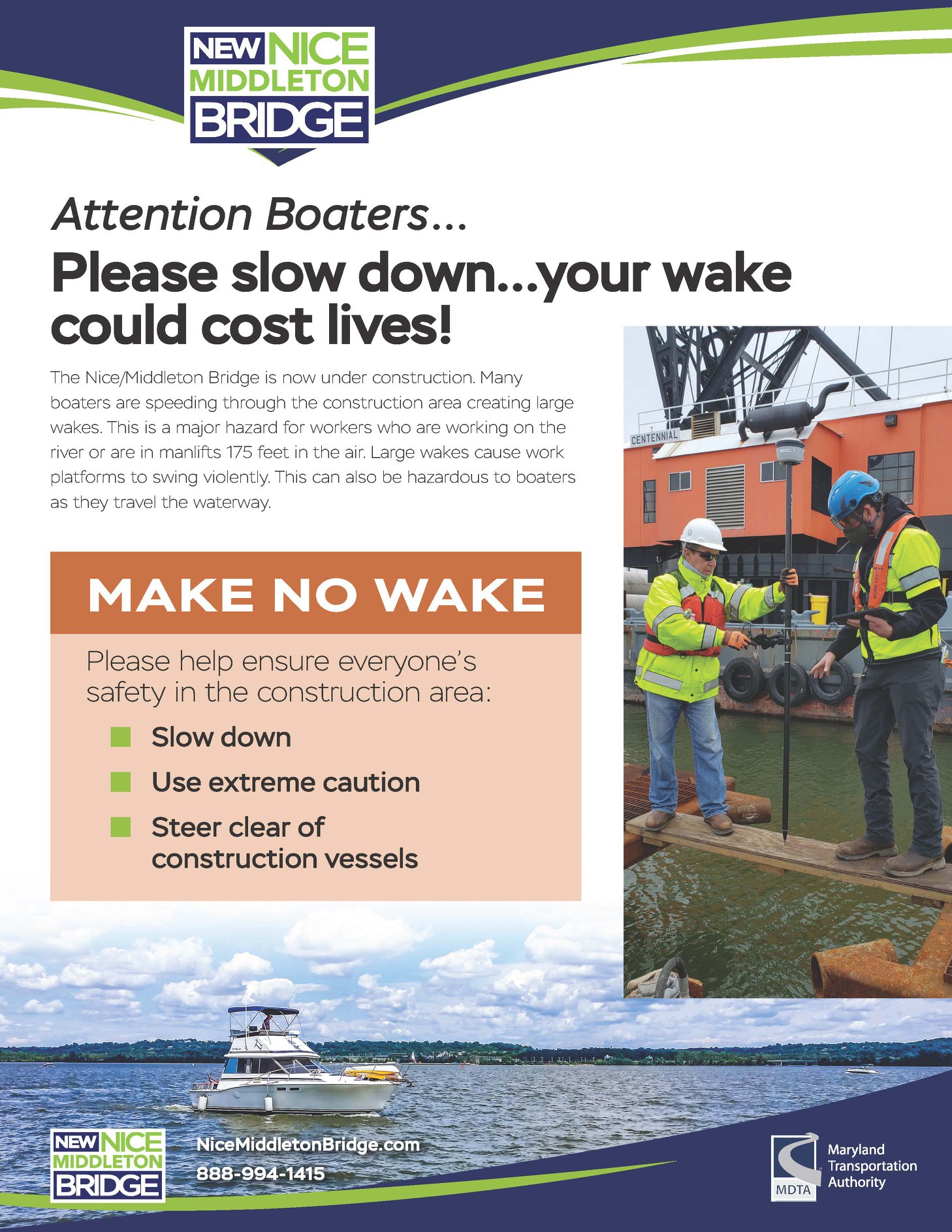 Harry W. Nice Memorial/Middleton Bridge Now Under Construction, Boaters