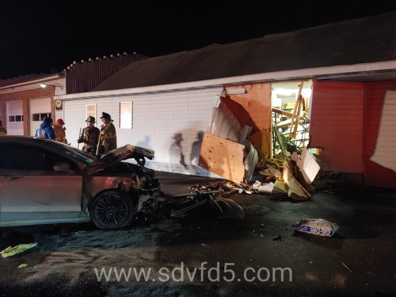 One Transported to Area Trauma Center After Single Vehicle Strikes Building in Clements