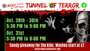 Magic Tunnel Car Wash in Prince Frederick Transforms Into Tunnel of Terror This Halloween for a Spooktacular Time!