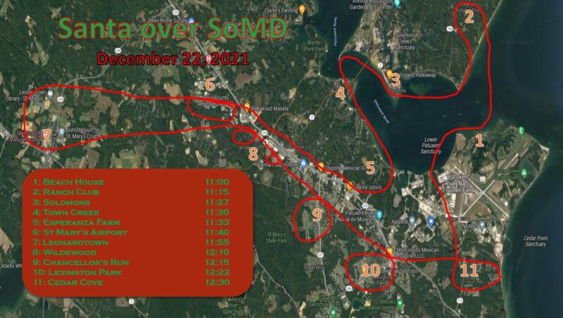 Santa Teams up with NAS Patuxent River to Spread Holiday Cheer Across Calvert and St. Mary’s County – 11:00 a.m., to 12:30 p.m., on Wednesday, Dec. 22