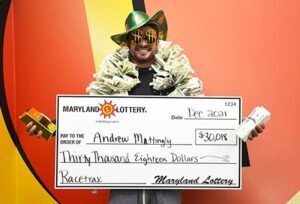 Andrew Mattingly of St. Mary’s County didn’t watch as his long-odds horses crossed the finish line in a winning fashion for a $30,018.90 Racetrax prize.