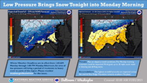 Winter Storm Warning in Effect for Southern Maryland on Monday, January 3, 2021
