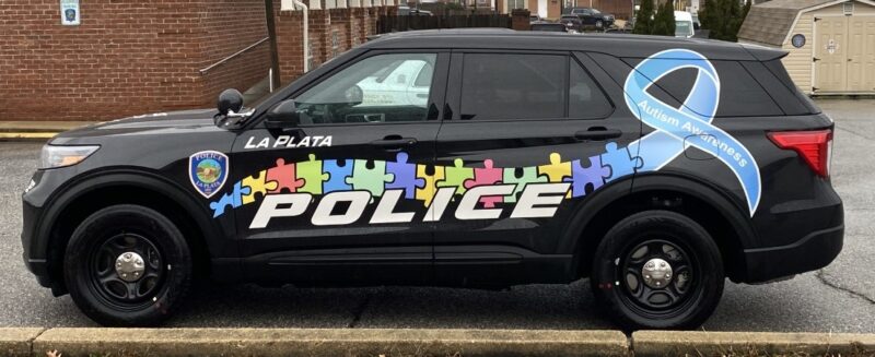La Plata Police Department Unveils New Autism Awareness Vehicle in Partnership with Pathfinders for Autisms