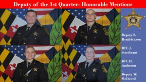 Calvert County Sheriff’s Office Selects Four Deputies for 1st Quarter Honorable Mention