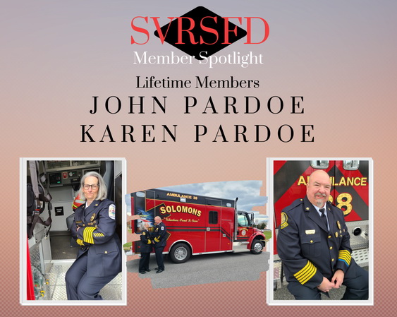 Solomons Volunteer Rescue Squad and Fire Department Congratulates Two Lifetime Members – Past Chief John Pardoe and Past Rescue Chief Karen Pardoe