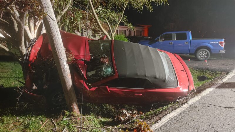 Impaired Driving Suspected After Vehicle Strikes Utility Pole in Colton’s Point, Sending One to Hospital and One to Trauma Center