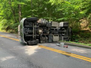 No Injuries Reported After Commercial Vehicle Overturns in Bryantown