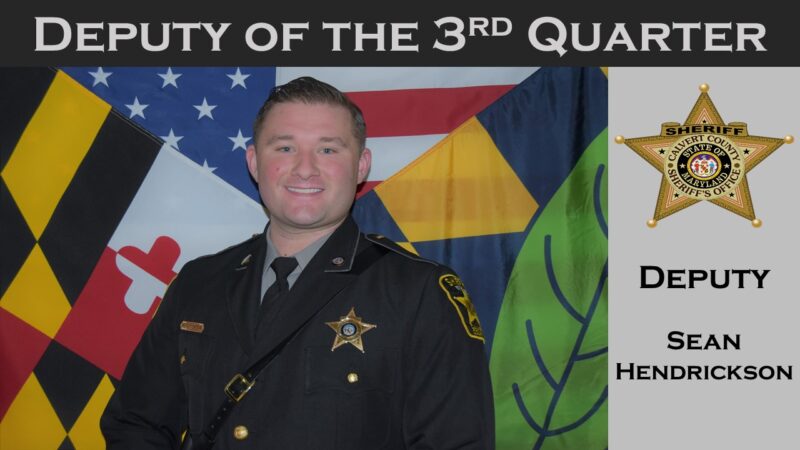 Calvert County Sheriff’s Deputy S. Hendrickson Recognized as Deputy of the Quarter