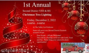 Second District Volunteer Fire Department & Rescue Squad Hosting 1st Annual Christmas Tree Lighting on Friday, December 2, 2022