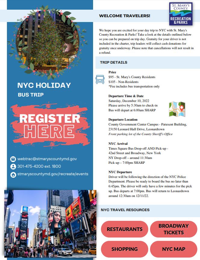 Department of Recreation and Parks Announces Upcoming New York City Holiday Trip