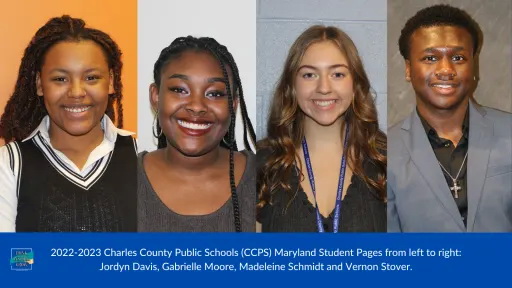Four Seniors Represent Charles County Public Schools in 2022-2023 Maryland Student Page Program