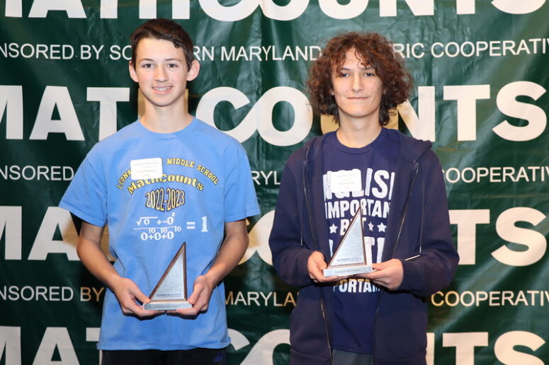 Everett Thompson from Leonardtown Middle School in St. Mary’s County and Asher Popernack from The Calverton School in Calvert County faced off in the final matchup in the countdown round. Popernack placed first and Thompson placed second.