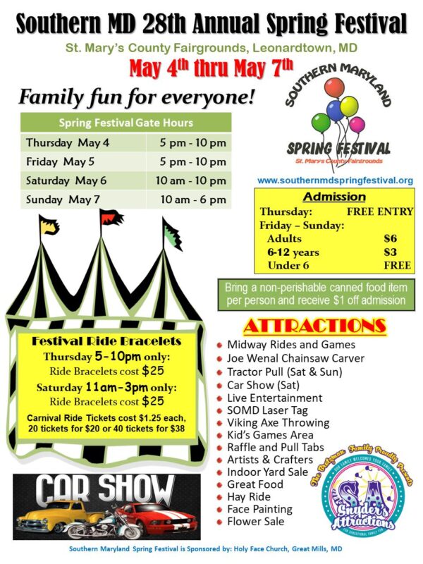 28th Annual Southern Maryland Spring Festival is Back in Leonardtown – May 4th to May 7th, 2023