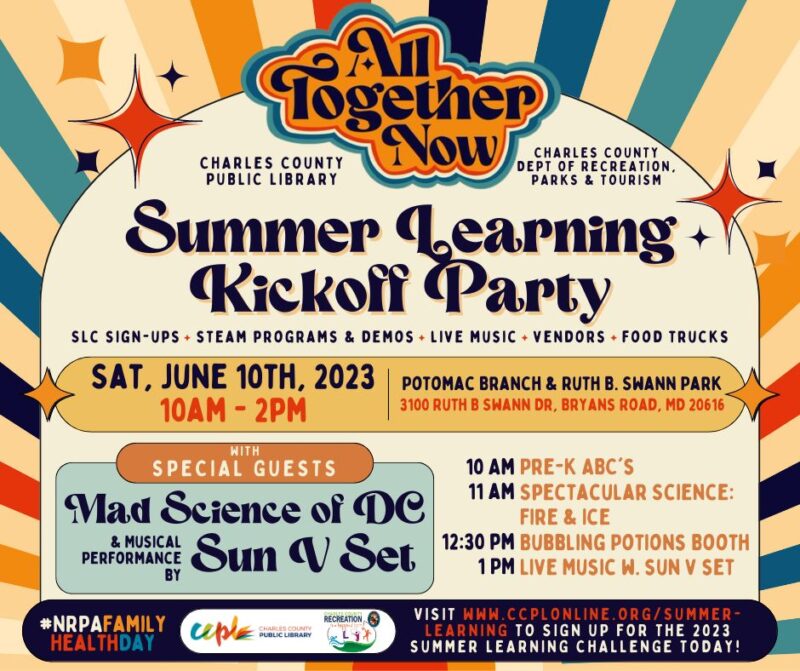 Charles County Public Library’s and Department of Recreation Parks and Tourism to Host Summer Kick-Off Event