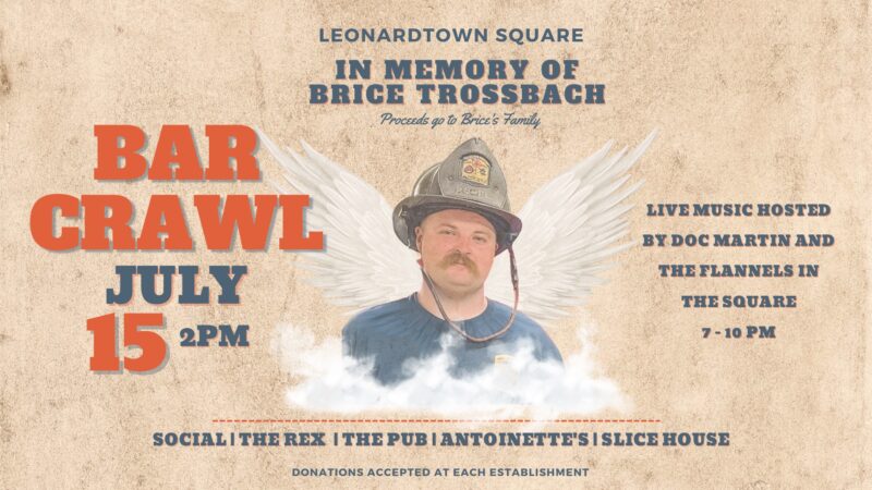 Leonardtown Summer Music Festival and Local Businesses Present Tribute Bar Crawl and Memorial in Honor of Brice Trossbach