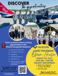 Civil Air Patrol Squadron Hosting Open House on Saturday, August 26, 2023