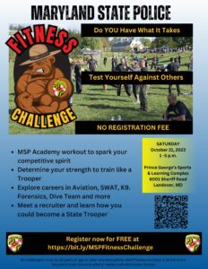 Maryland State Police Fitness Challenge Set for October 21, 2023 at Prince George’s Sports And Learning Complex