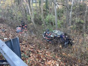 One Injured After Vehicle Flips Over Guardrail Leaving Driver Trapped in La Plata