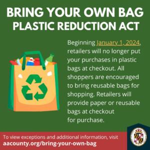 Anne Arundel County Plastic Bag Ban to Take Effect January 1, 2024