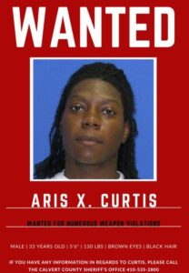 Calvert County Sheriff’s Office Seeking Whereabouts of Aris Curtis – Wanted for Weapon Violations