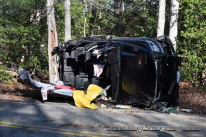 One Flown to Trauma Center After Single Vehicle Strikes Pole and Flips in Great Mills