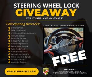 State Police Provide Free Steering Wheel Locks For Hyundai And Kia Owners This Weekend